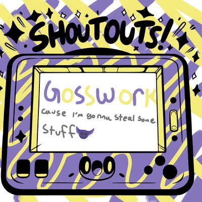 blank canvas that says above it shoutouts