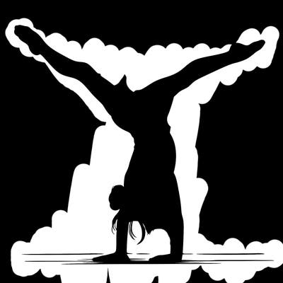 realistic gymnastic hand stand girl in four splits
