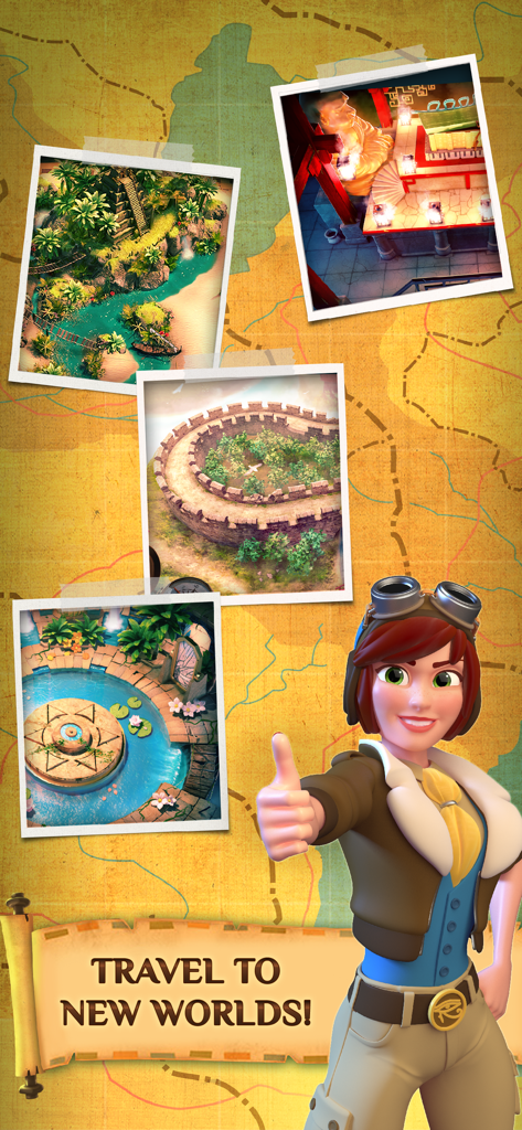 Helena from Pyramid Solitaire Saga with photos of adventure locations
