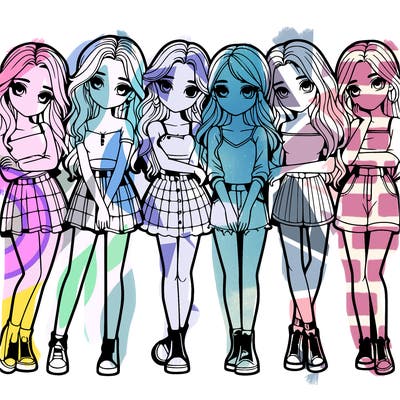 a group of girls realistic