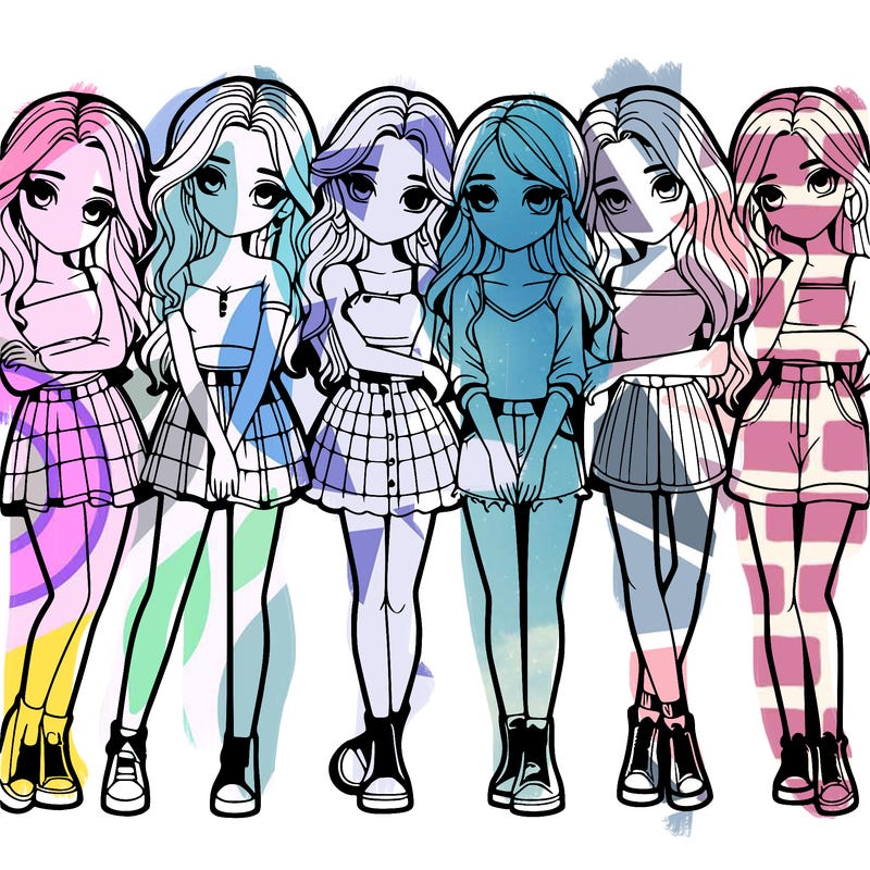 a group of girls realistic