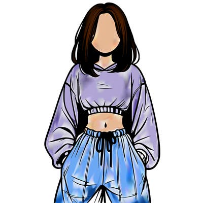realistic girl faceless with baggy pants and a crop top