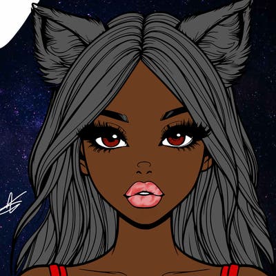realistic girl with fox ears and realistic lips