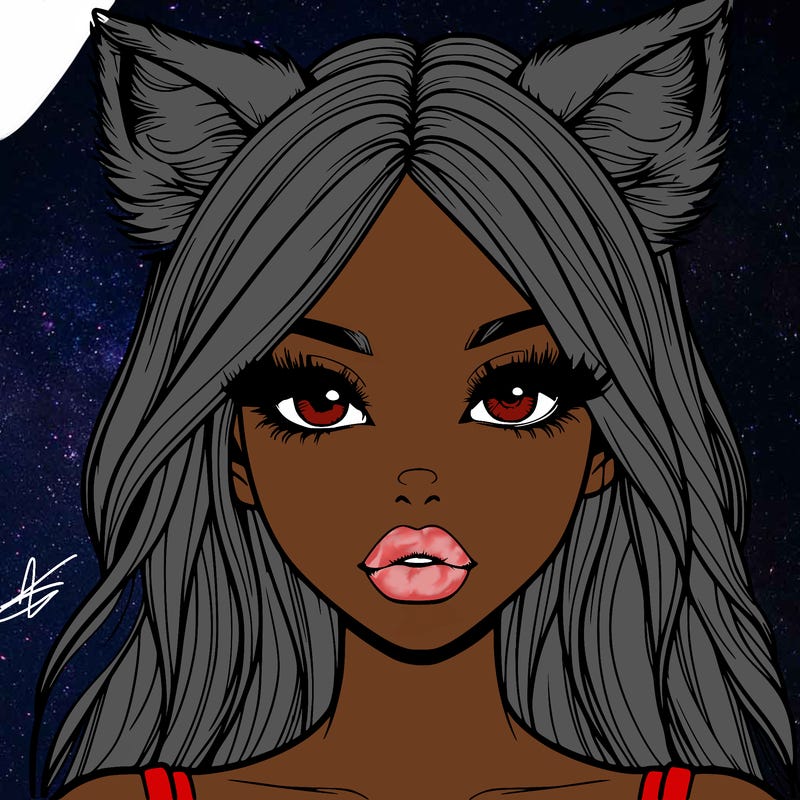 realistic girl with fox ears and realistic lips