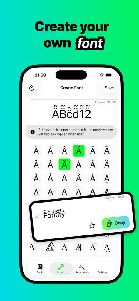 Fontify - Fonts for iPhones - Fontify app interface for creating custom fonts on iPhone