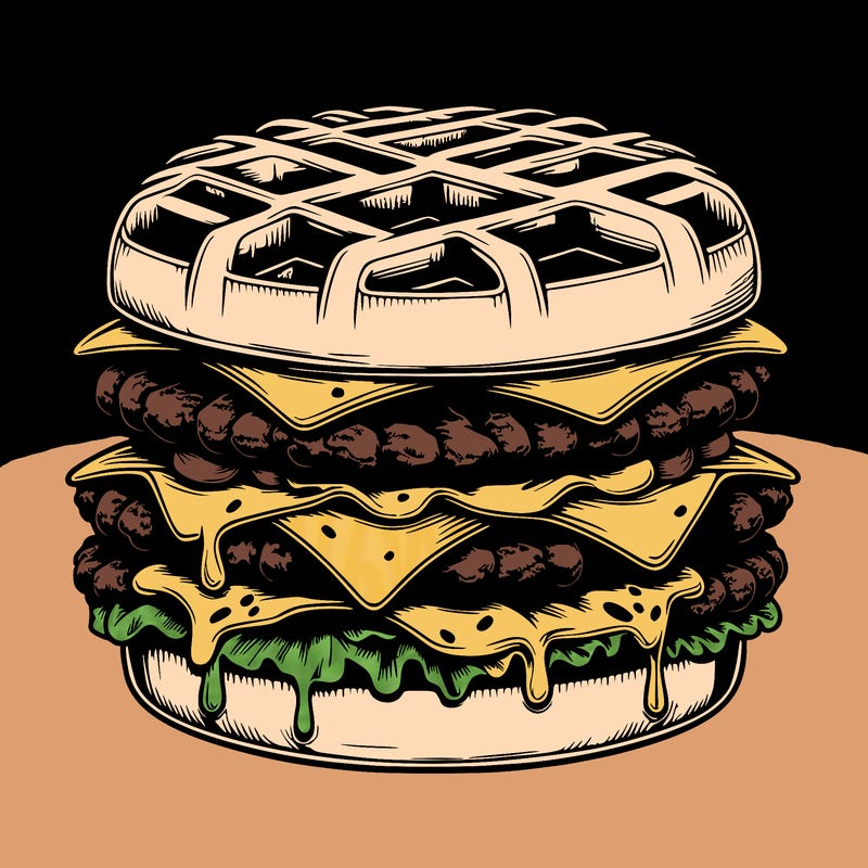 realistic waffle burger
