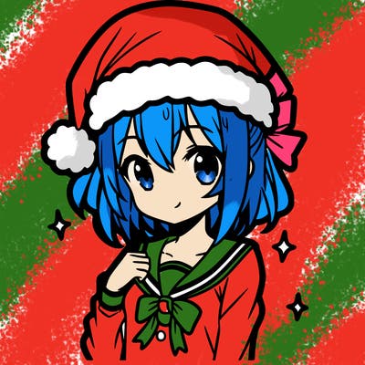 anime girl wearing a santa hat