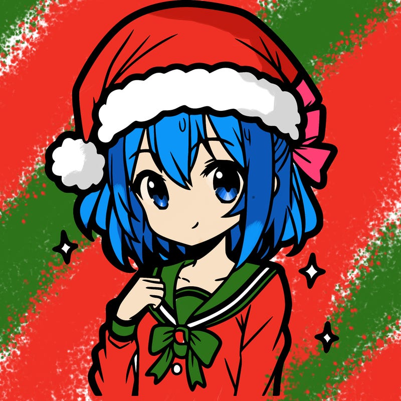 anime girl wearing a santa hat