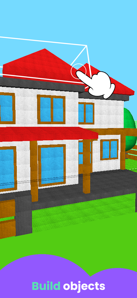 A child builds a virtual house in the Building Games for Kids educational app