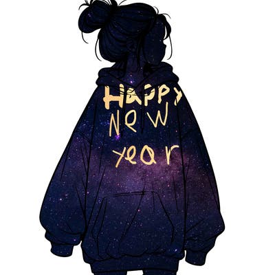 realistic girl with a oversized sweatshirt on and a bun