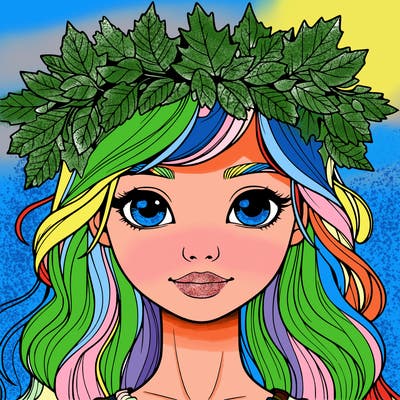 realistic girl with fall leaf crown