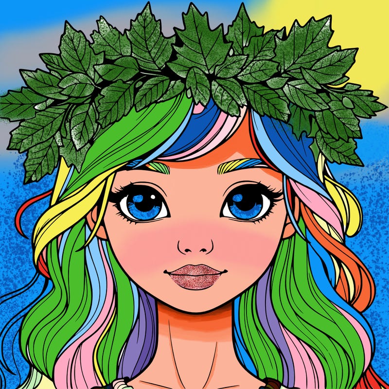 realistic girl with fall leaf crown