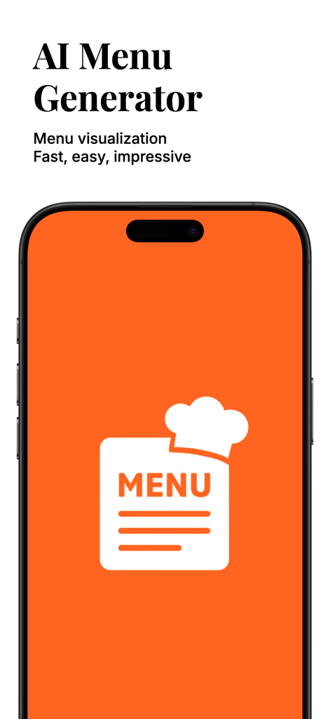 AI menu generator app screen for professional restaurant menu design