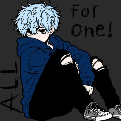 a male hoddie ripped jeans messy hair anime