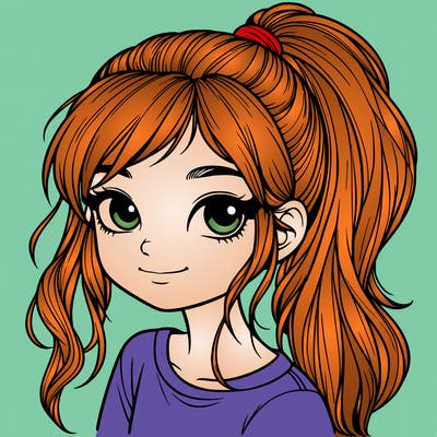 realistic girl with ponytail