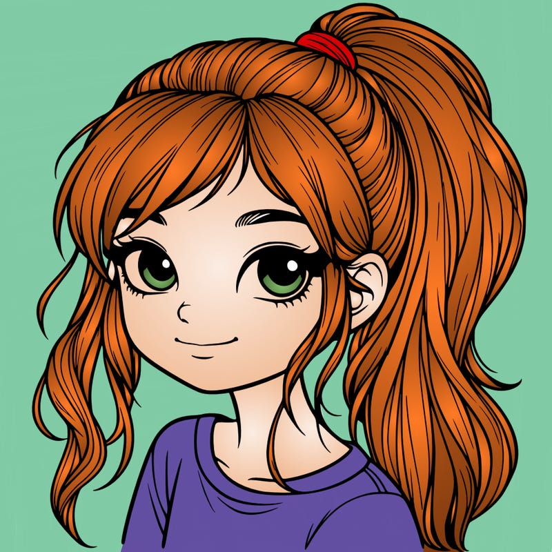 realistic girl with ponytail