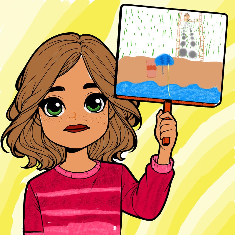 realistic girl holding up a sign