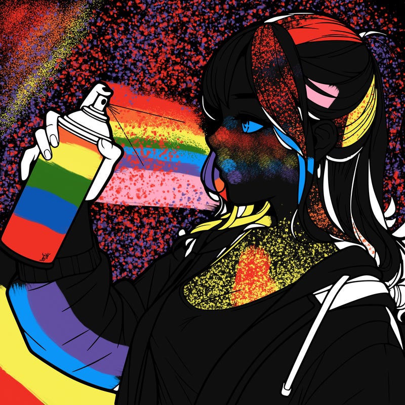 a realistic girl spray, painting