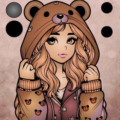 realistic girl in a animal pjs hoodie