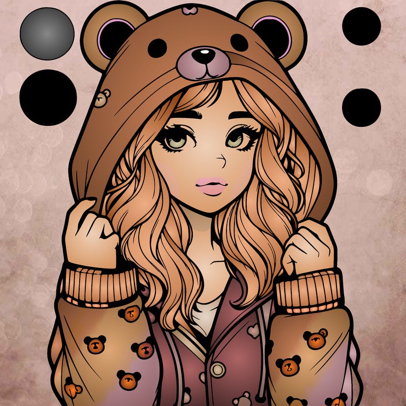 realistic girl in a animal pjs hoodie