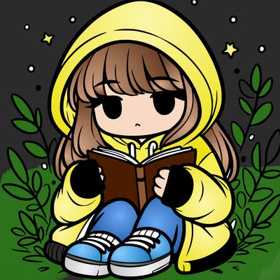 girl in oversized hoodie reading a book