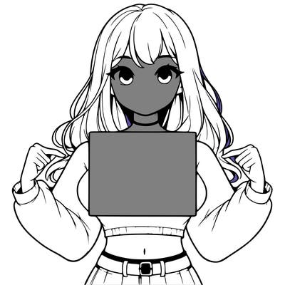 girl holding a blank sign in a long sleeve crop top