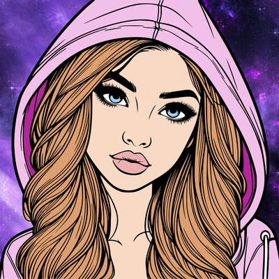 realistic beautiful girl with a hood on