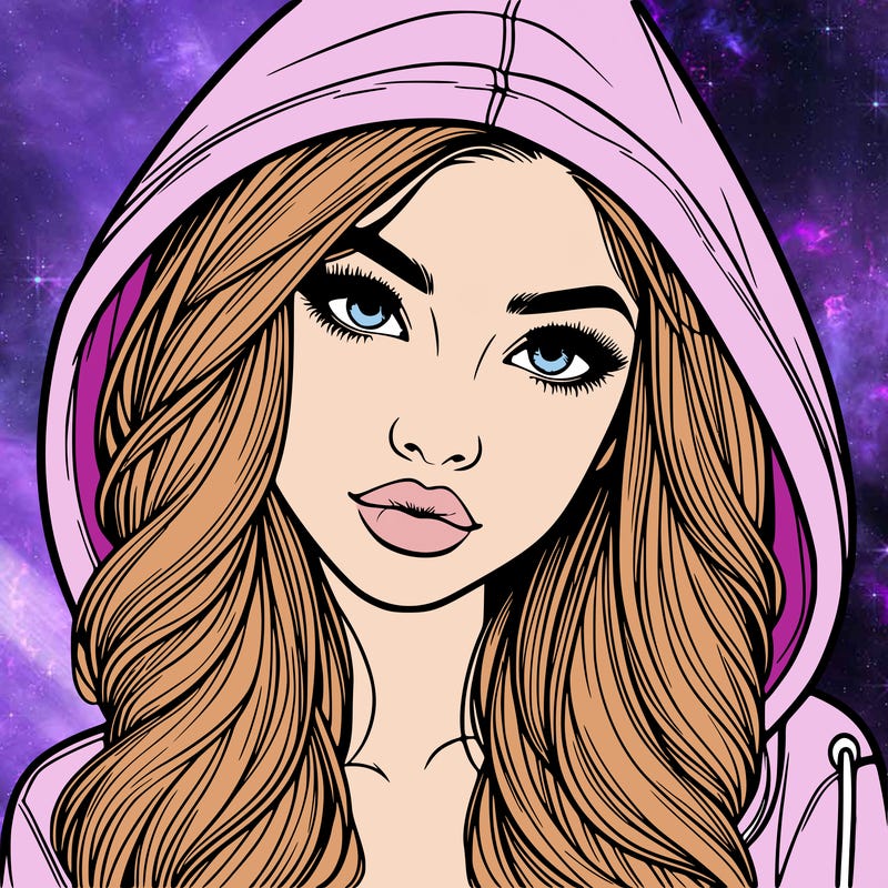 realistic beautiful girl with a hood on