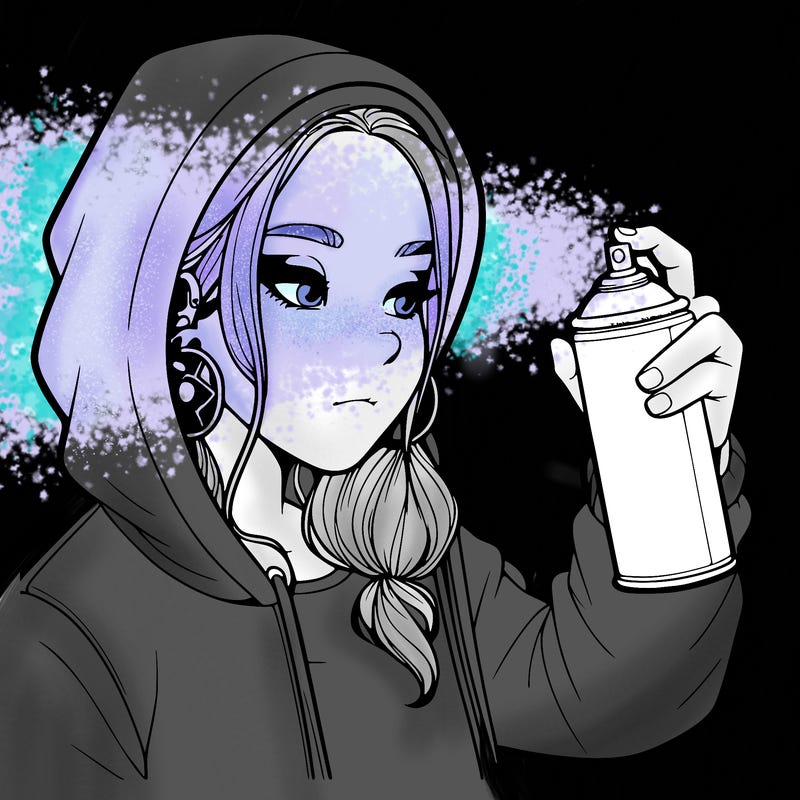 a realistic girl, spray painting