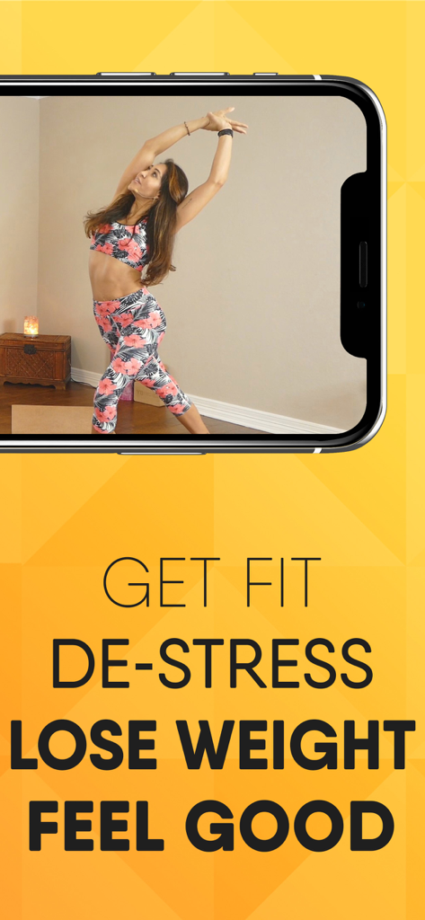 Yoga Plus by Psychetruth - Yoga Plus app screen showing a woman stretching and health benefits text