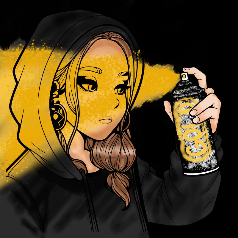 a realistic girl, spray painting