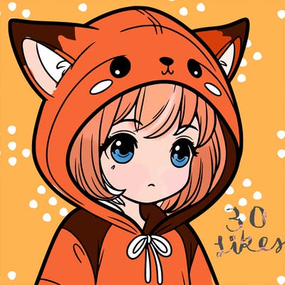 a girl in a fox hoodie