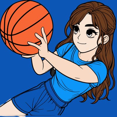 realistic girl playing basketball
