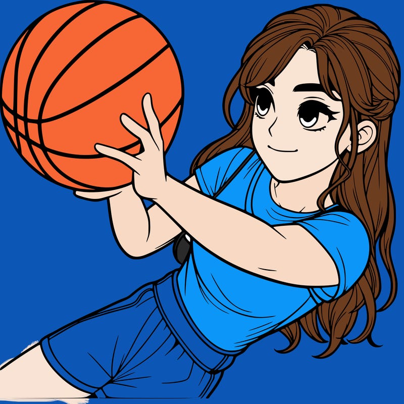 realistic girl playing basketball