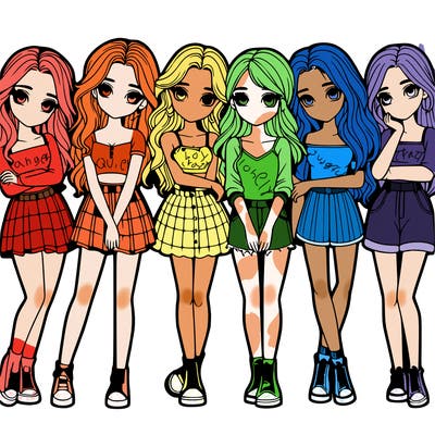 a group of girls realistic