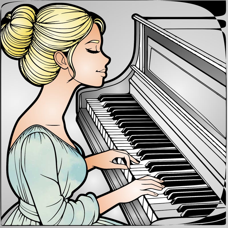 woman playing piano realistic