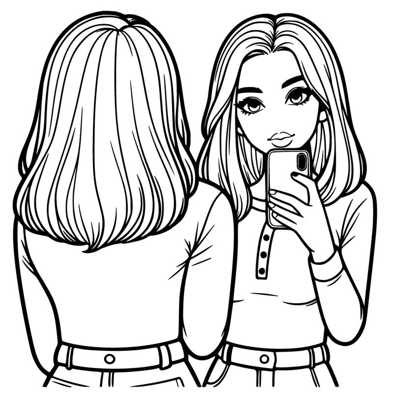 realistic girl mirror selfie