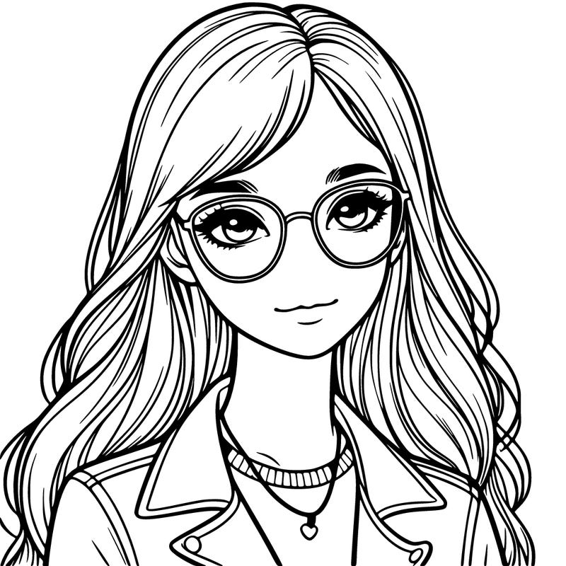 realistic girl with glasses