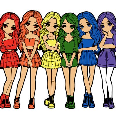 a group of girls realistic