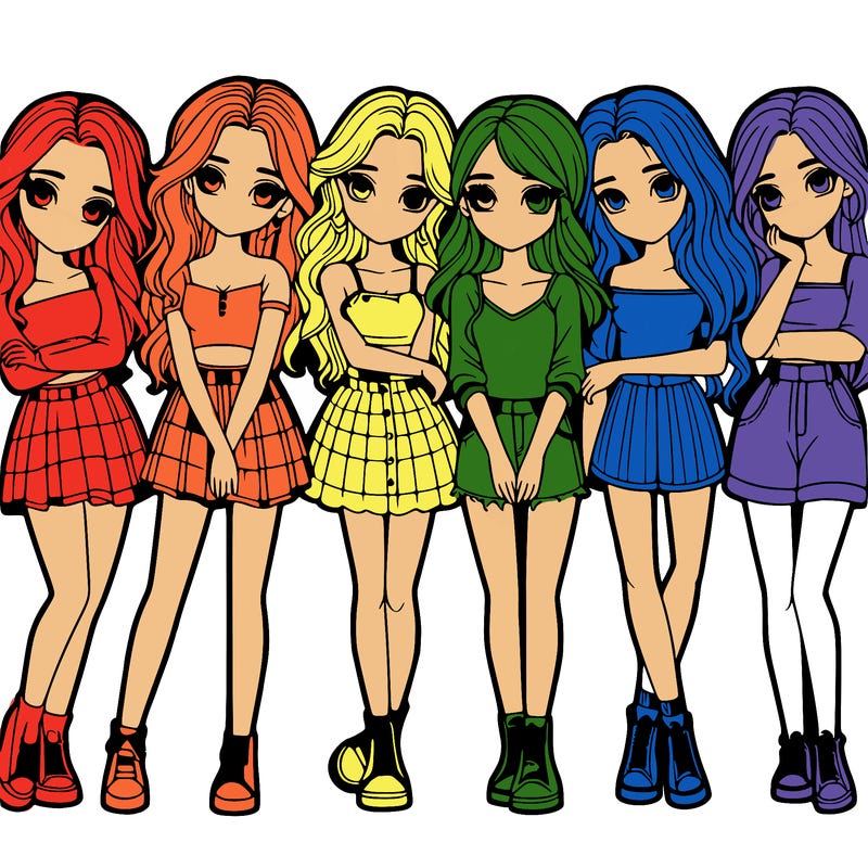 a group of girls realistic