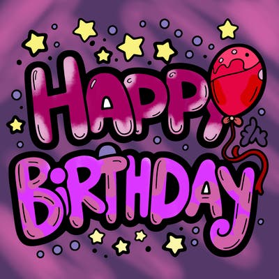 happy birthday in bubble letter