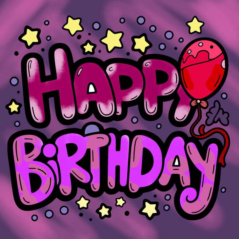 happy birthday in bubble letter