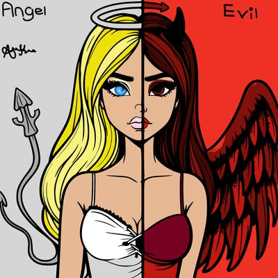 devil vs angel realistic girl