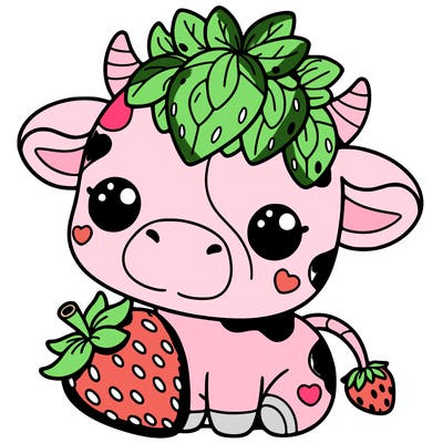 cute strawberry cow