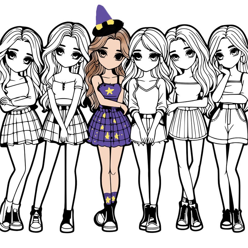 a group of girls realistic