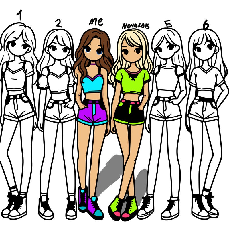 a group of girls wearing crop tops and shorts