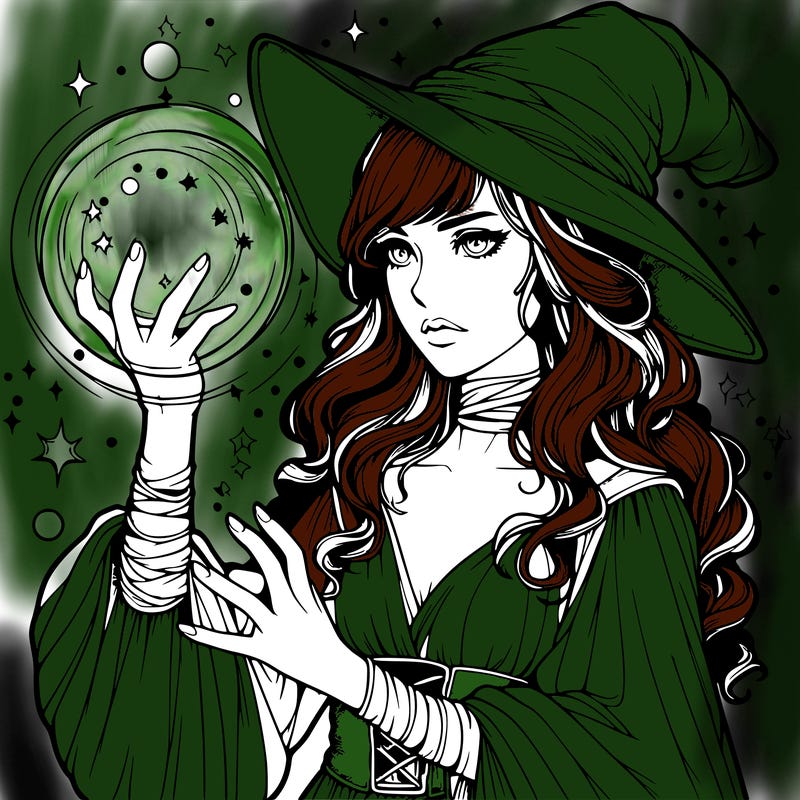 realistic women sorcerer using magic