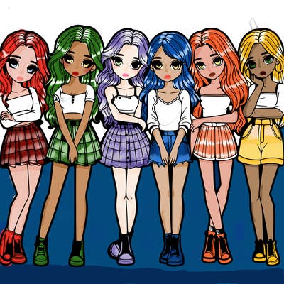 a group of girls realistic