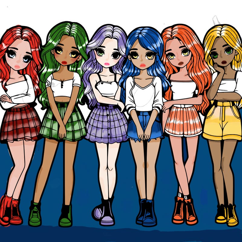 a group of girls realistic