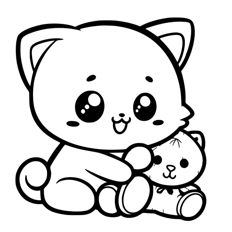 a baby cat with stuffy